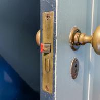 Use bright lipstick to mark your door latch, then close the door.